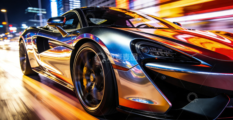 高清大图下载【趣麦麦图】城市夜景跑车炫光摄影