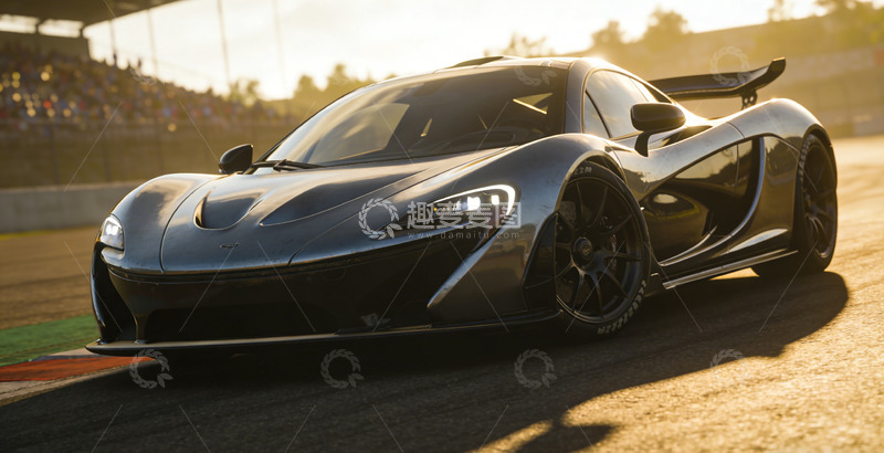 高清大图下载【趣麦麦图】赛道超跑黑色跑车游戏截图