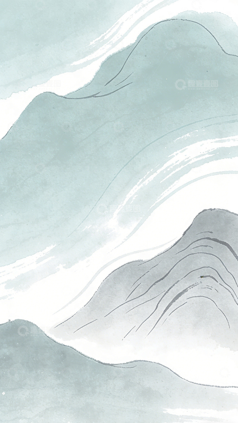 高清大图下载【趣麦麦图】水墨山水画抽象艺术装饰画