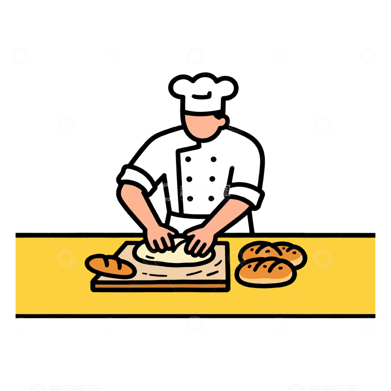 源文件下载【趣麦麦图】卡通厨师烘焙面包插画