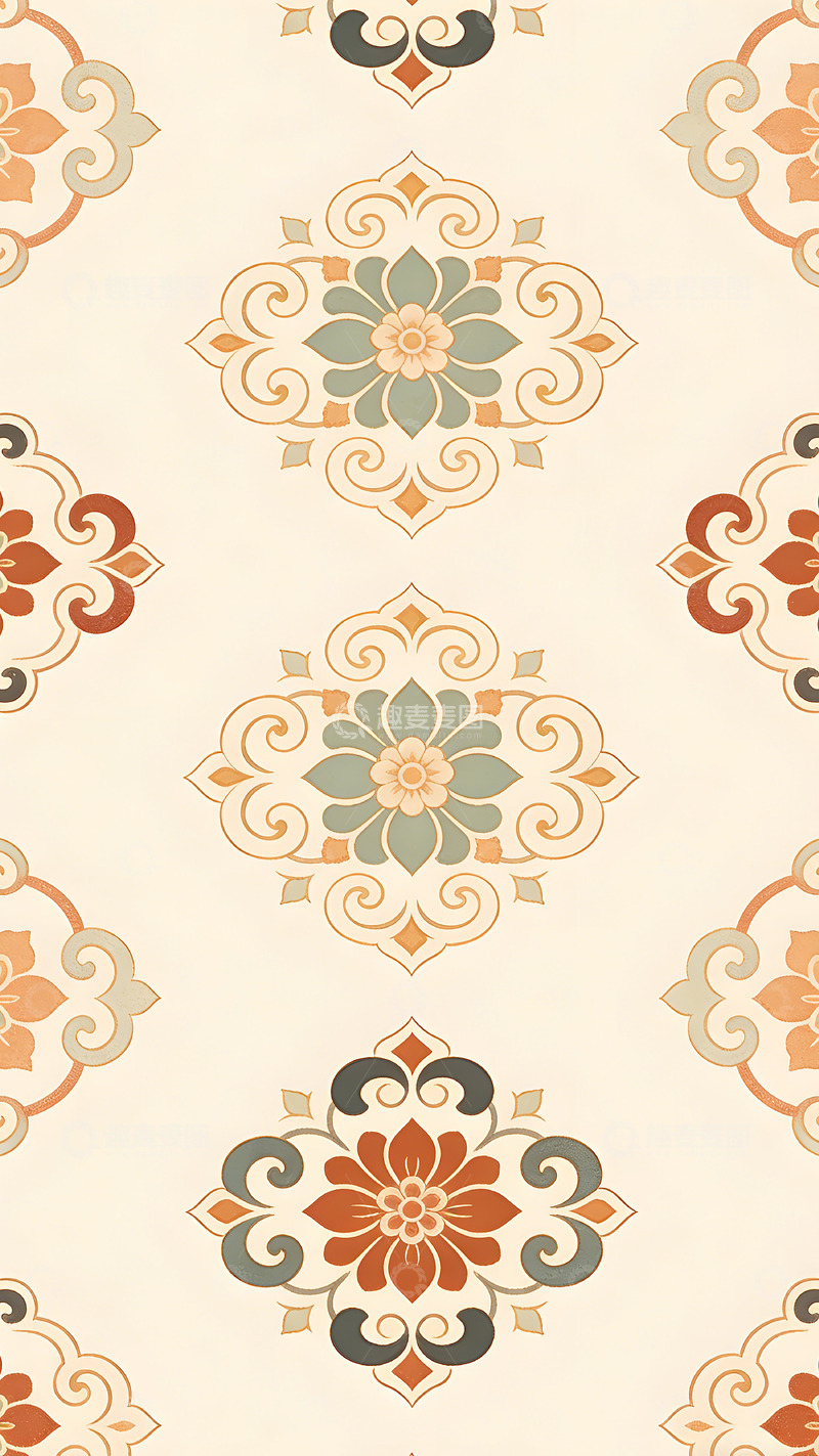 高清大图下载【趣麦麦图】复古花纹图案壁纸设计