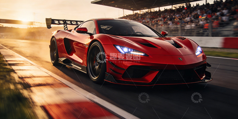高清大图下载【趣麦麦图】红色超跑赛道驰骋