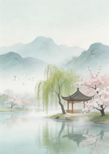 手绘清明节背景01
