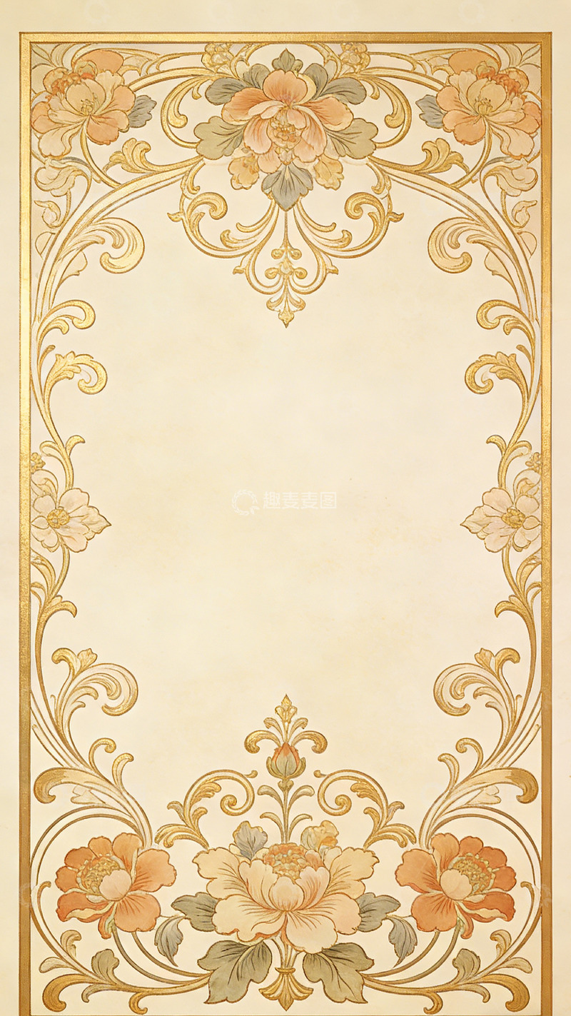 高清大图下载【趣麦麦图】复古花纹边框装饰设计图