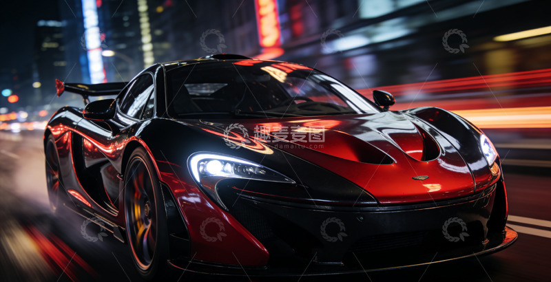 高清大图下载【趣麦麦图】超跑城市夜景高速行驶