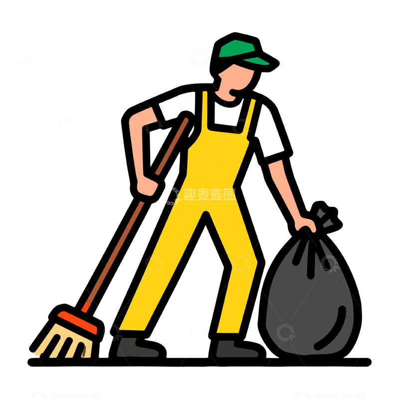 源文件下载【趣麦麦图】卡通清洁工图标