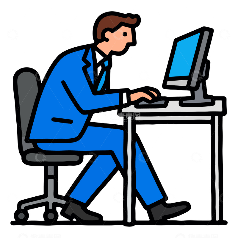 源文件下载【趣麦麦图】职场办公人物简笔画矢量图