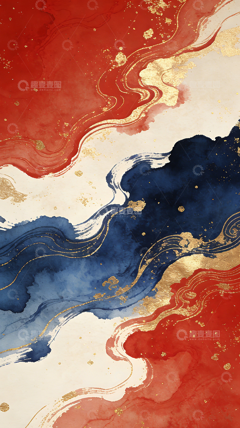 高清大图下载【趣麦麦图】抽象色彩流动艺术插画