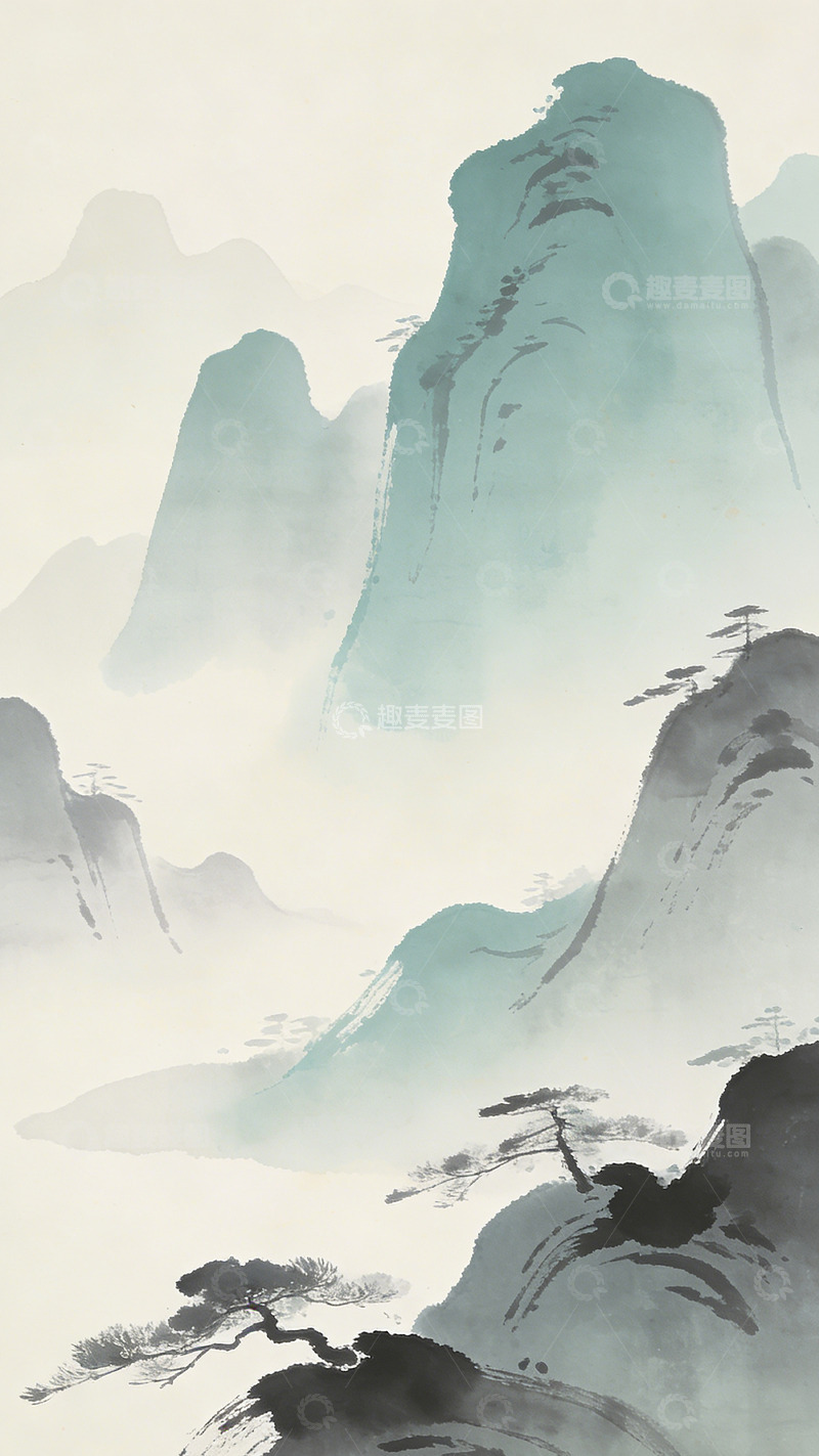 高清大图下载【趣麦麦图】水墨山水画古风意境