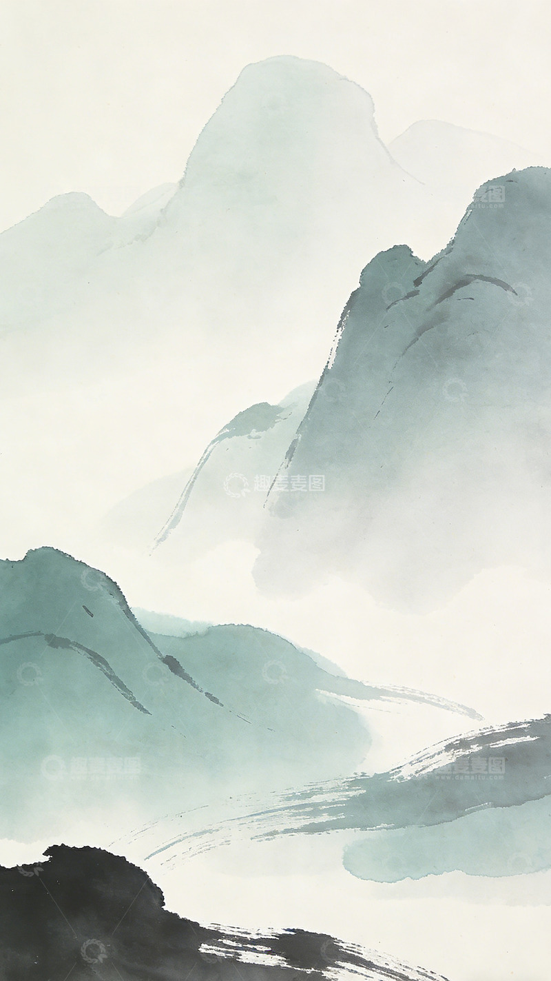 高清大图下载【趣麦麦图】水墨山水画意境图
