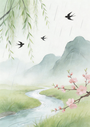 手绘清明节背景02