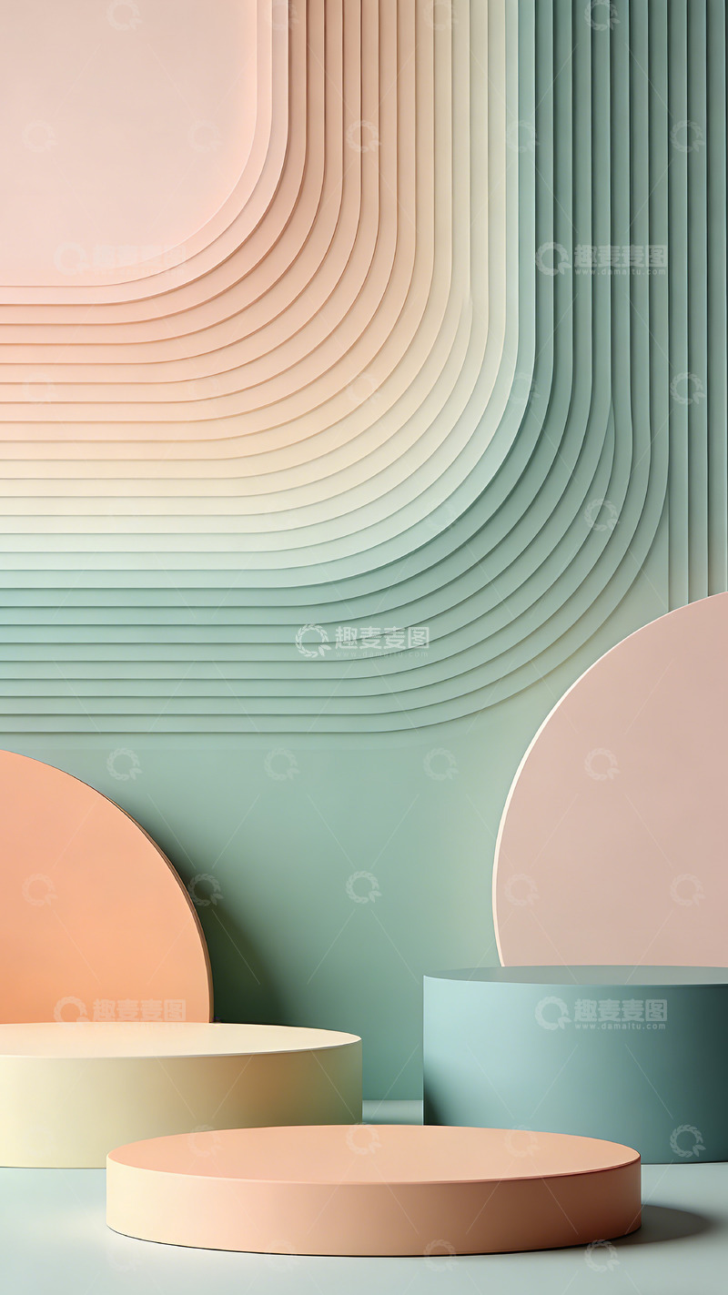 高清大图下载【趣麦麦图】简约几何背景展台设计