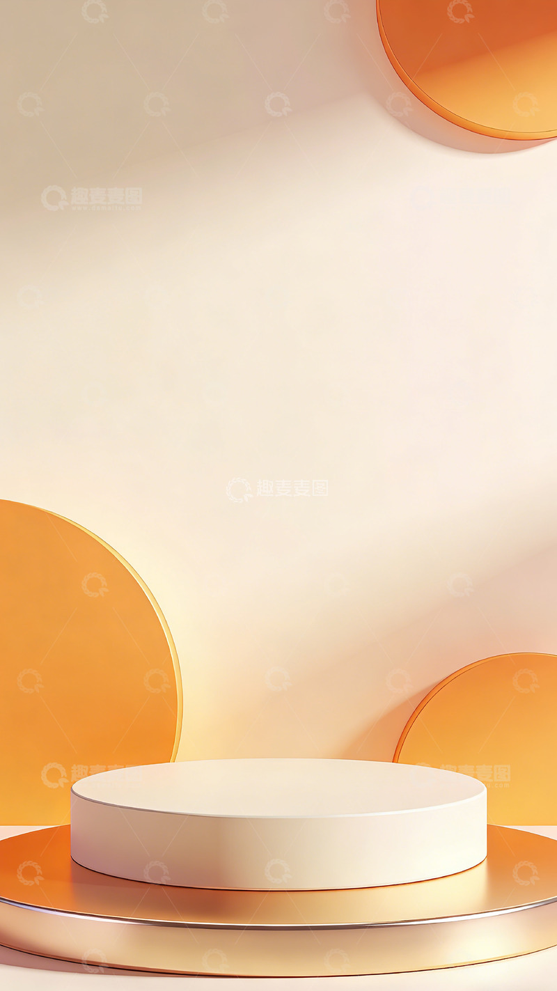 高清大图下载【趣麦麦图】简约橙色调展示台背景设计