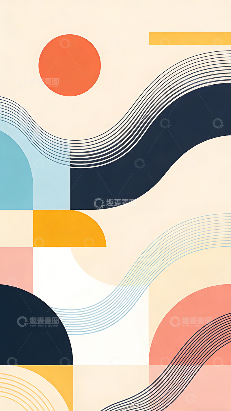 高清大图下载【趣麦麦图】抽象几何风格插画设计素材