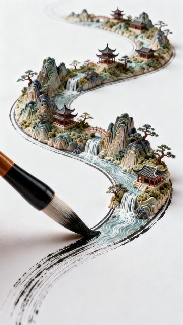 山水微缩景观画创意摄影