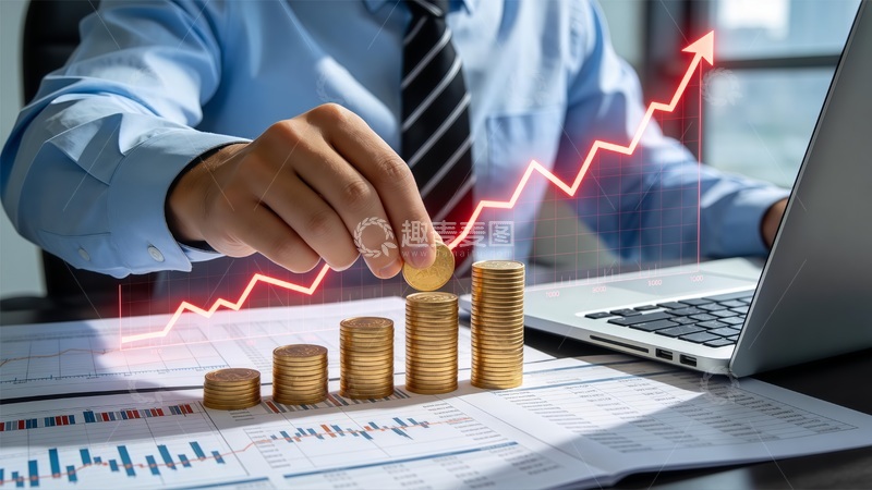 高清大图下载【趣麦麦图】金融办公场景金币增长图