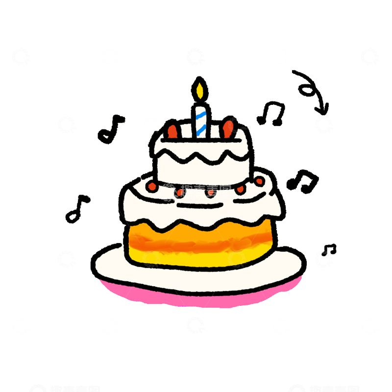 源文件下载【趣麦麦图】-卡通风生日蛋糕庆祝插画