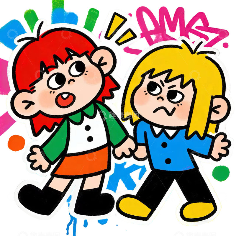 高清大图下载【趣麦麦图】女孩姐妹图案