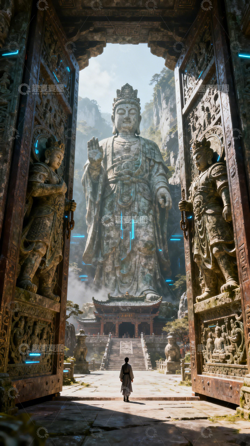 高清大图下载【趣麦麦图】-古风寺庙佛像壮丽场景