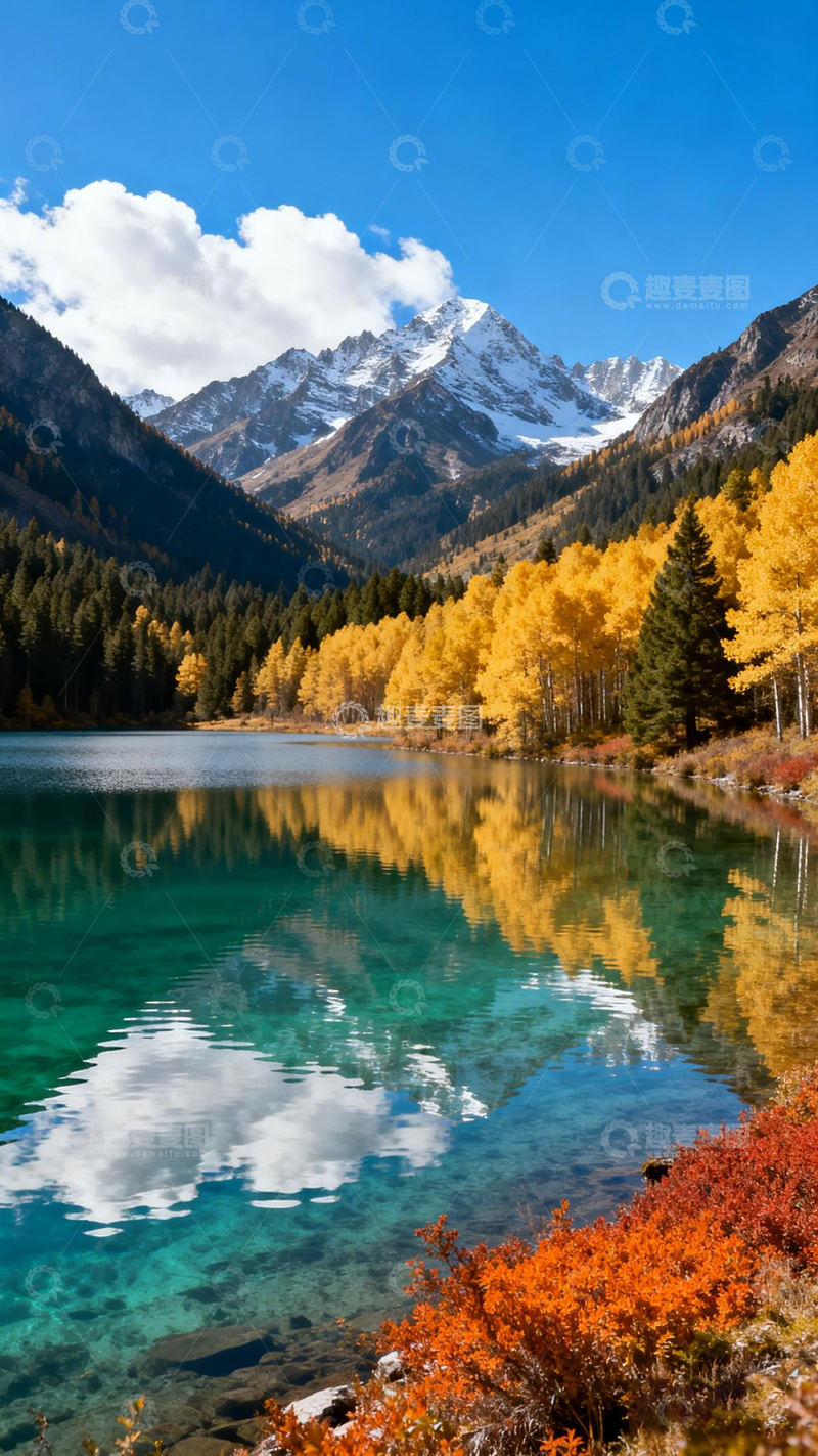 高清大图下载【趣麦麦图】秋韵山水倒影风光