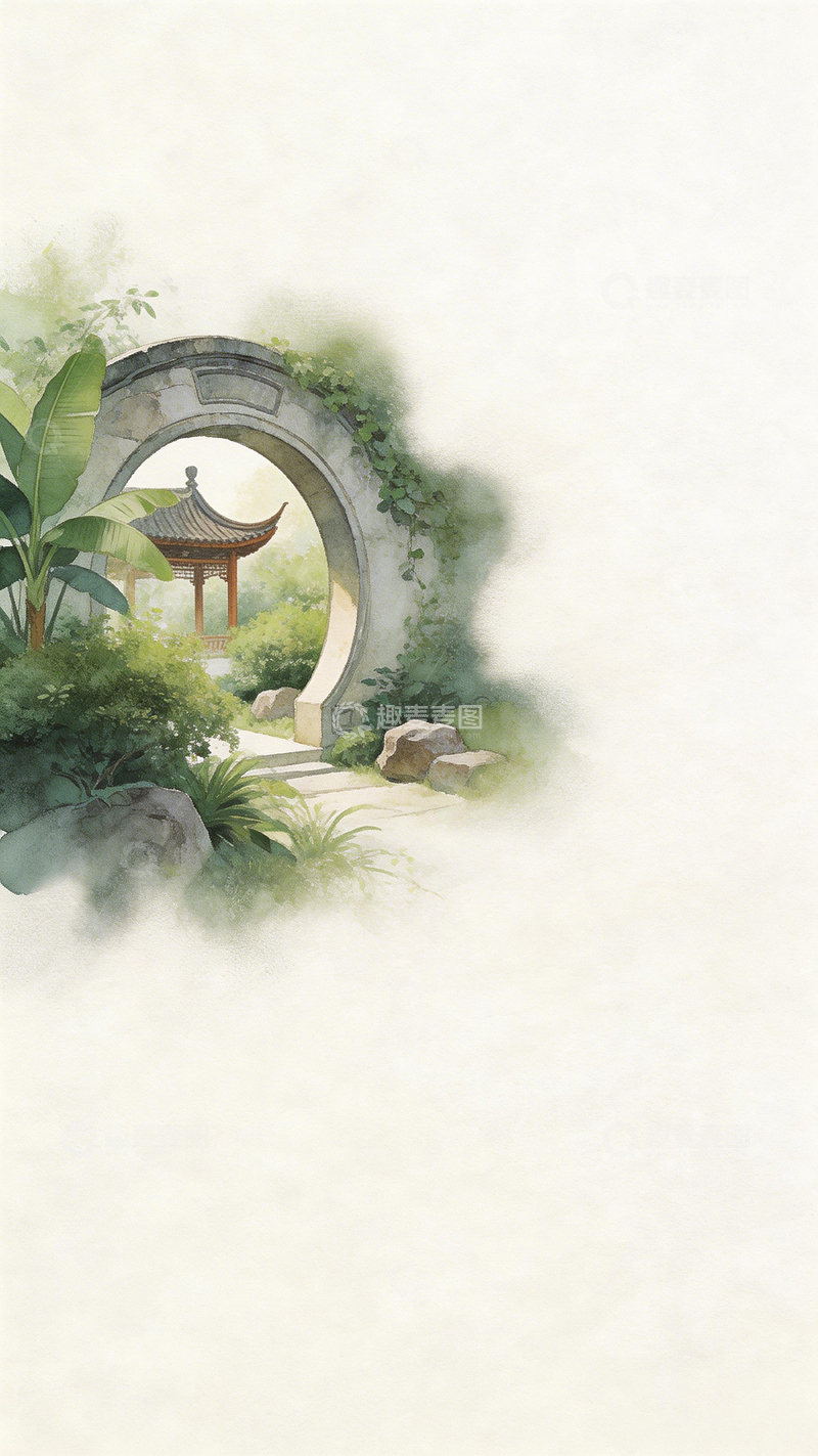 高清大图下载【趣麦麦图】水墨园林景观图