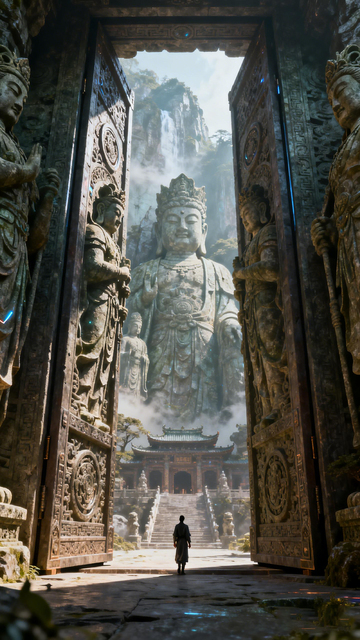 古刹佛像神秘场景