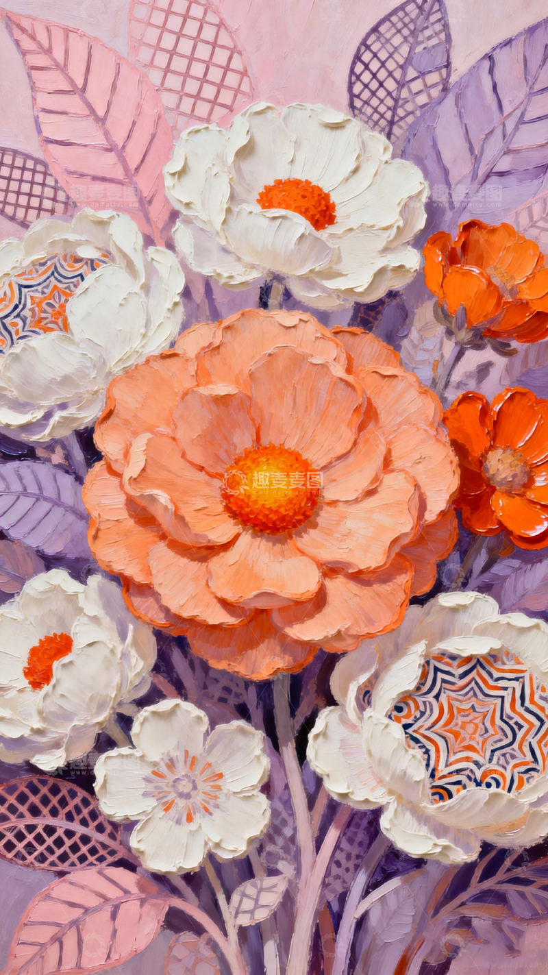 高清大图下载【趣麦麦图】油画风格花卉装饰画