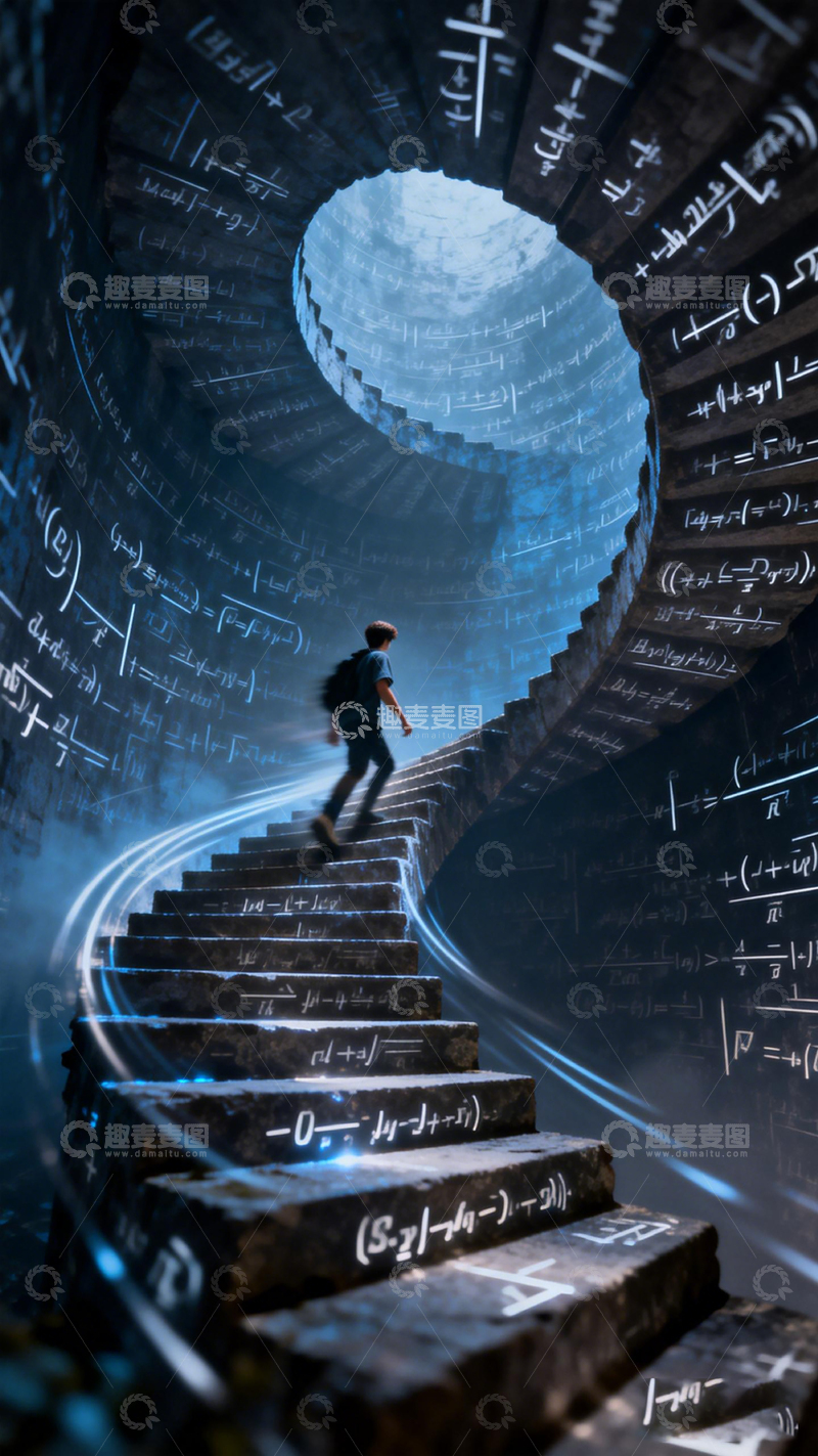 高清大图下载【趣麦麦图】数学隧道探险科幻场景