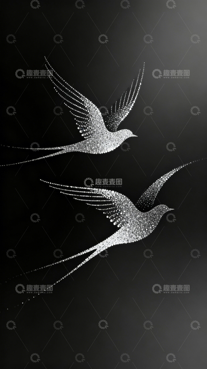 高清大图下载【趣麦麦图】点阵飞鸟艺术画