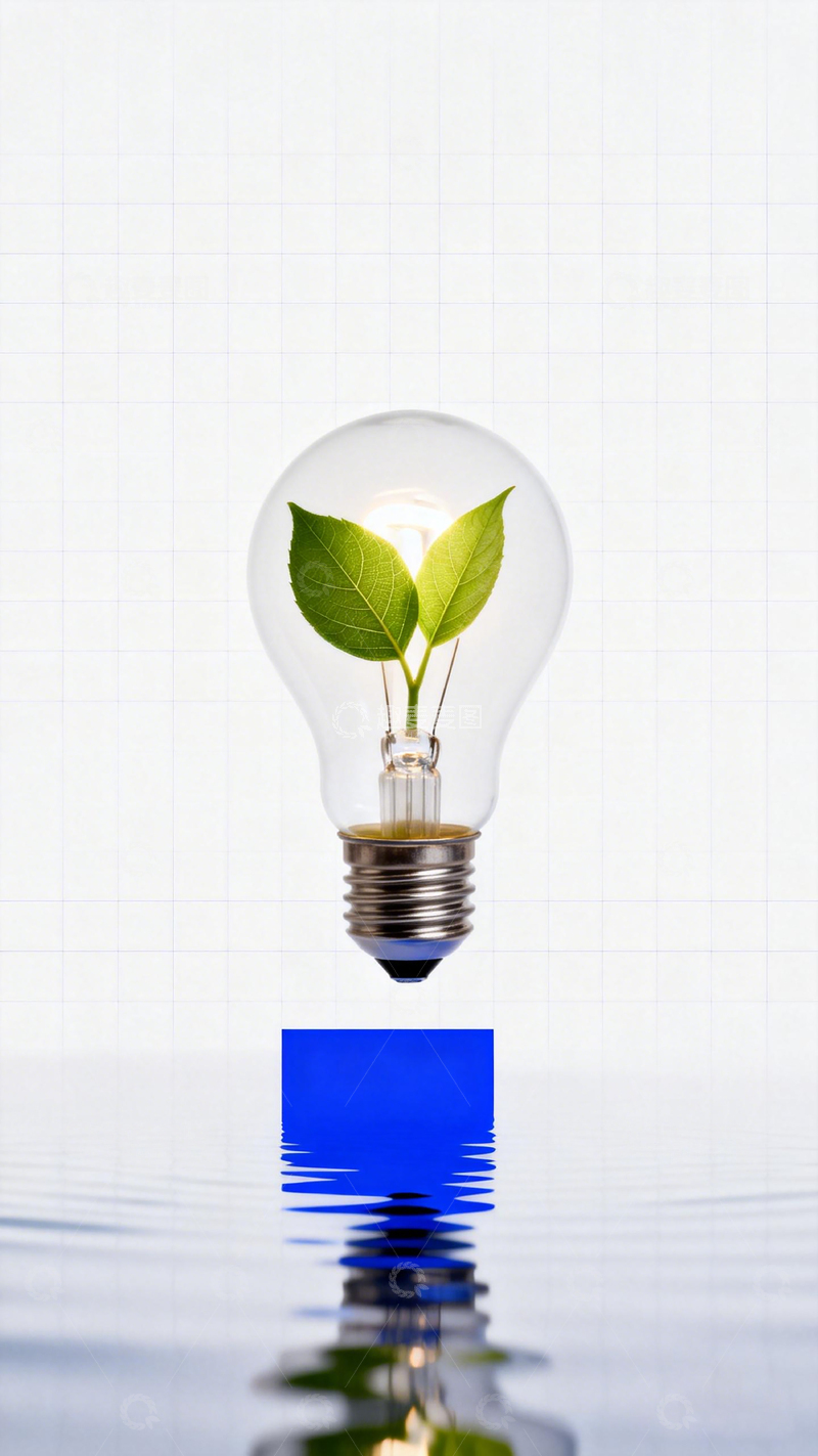 高清大图下载【趣麦麦图】环保创意灯泡绿色植物
