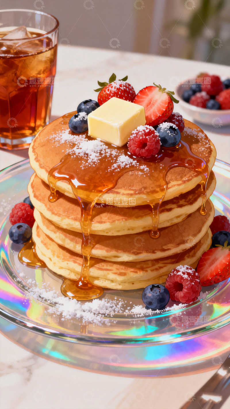 高清大图下载【趣麦麦图】美食摄影煎饼水果蜂蜜饮品1