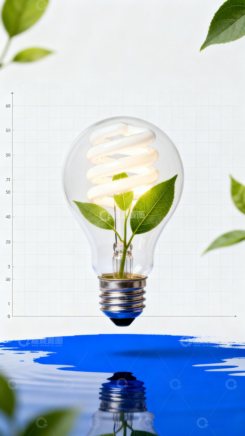高清大图下载【趣麦麦图】环保创意灯泡绿植设计