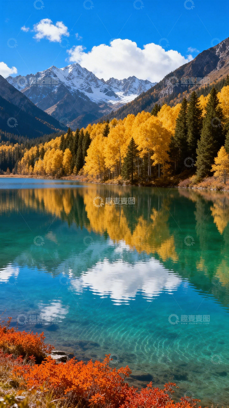 高清大图下载【趣麦麦图】秋韵山水倒影美景1