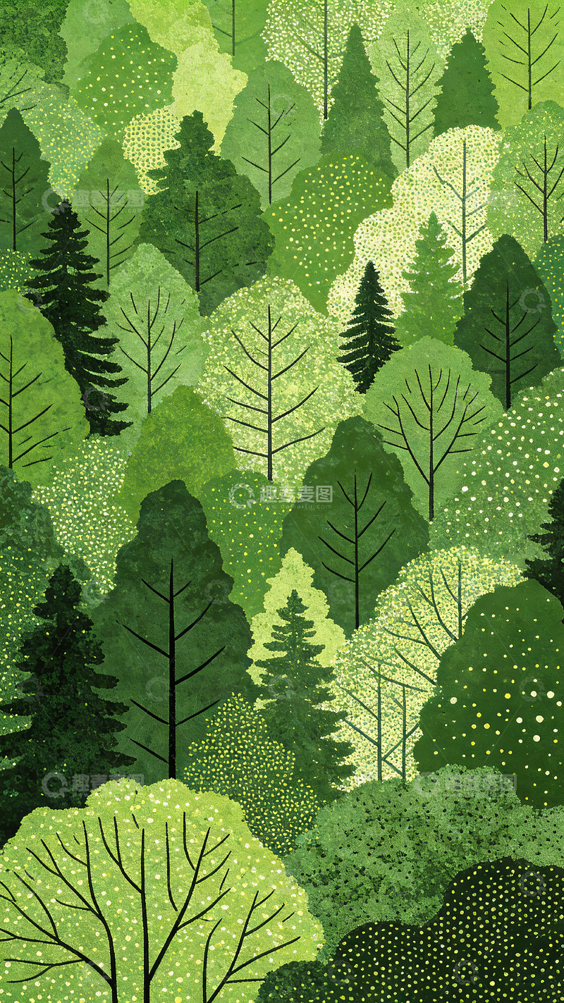 高清大图下载【趣麦麦图】森林插画平面设计素材