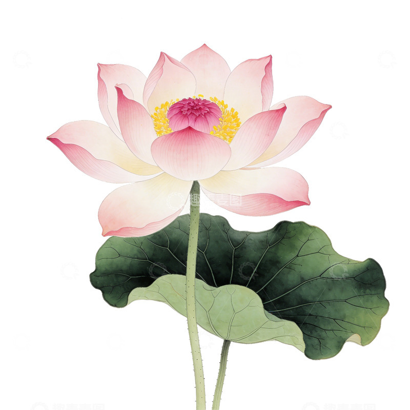 高清大图下载【趣麦麦图】水墨画荷花矢量图案设计素材