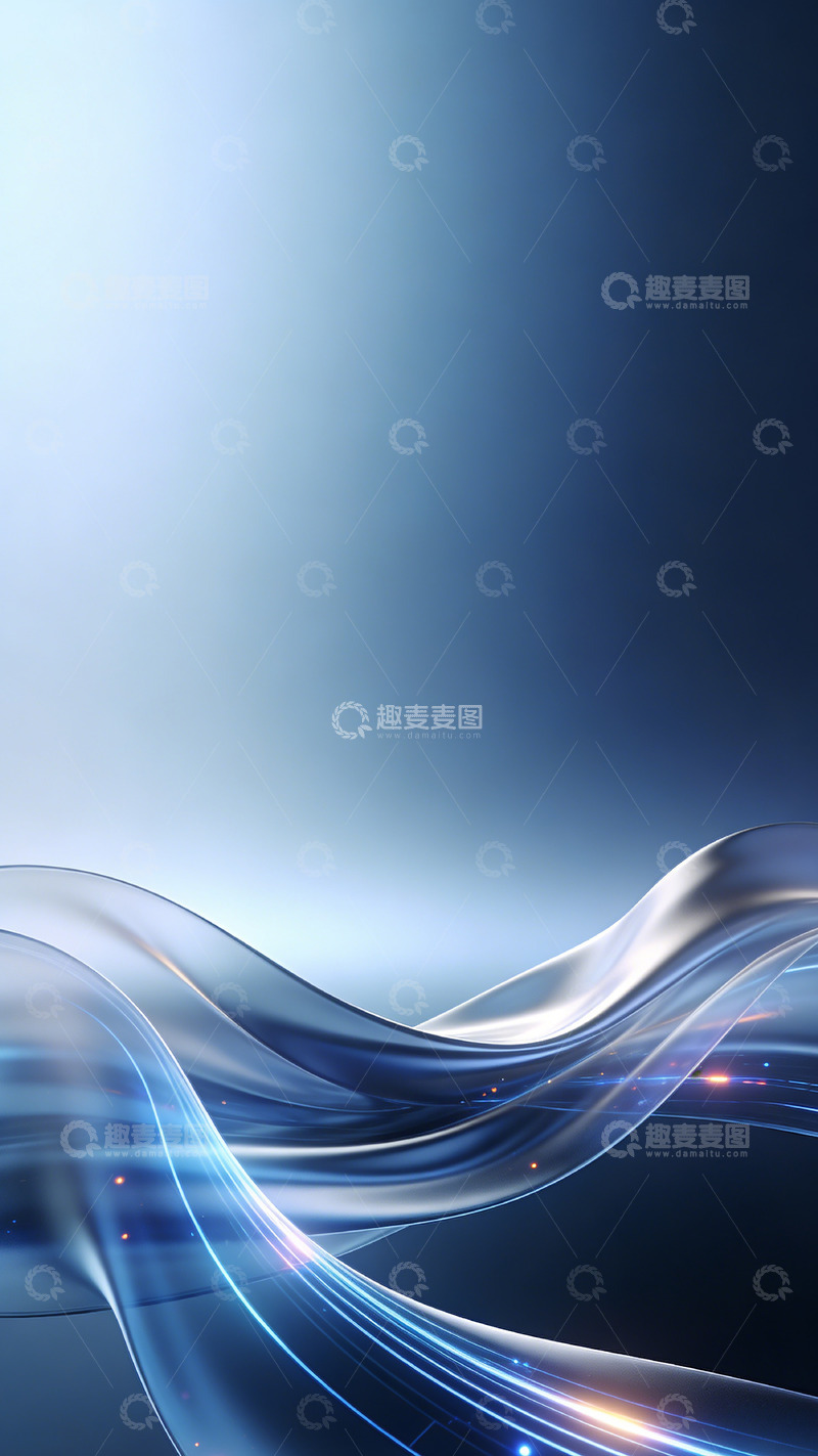 高清大图下载【趣麦麦图】蓝色光波抽象科技背景