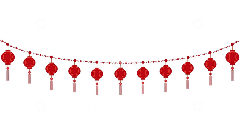 高清大图下载【趣麦麦图】灯笼流苏点缀夜空梦幻