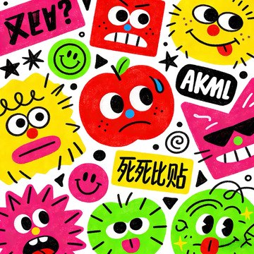 可爱色块图案