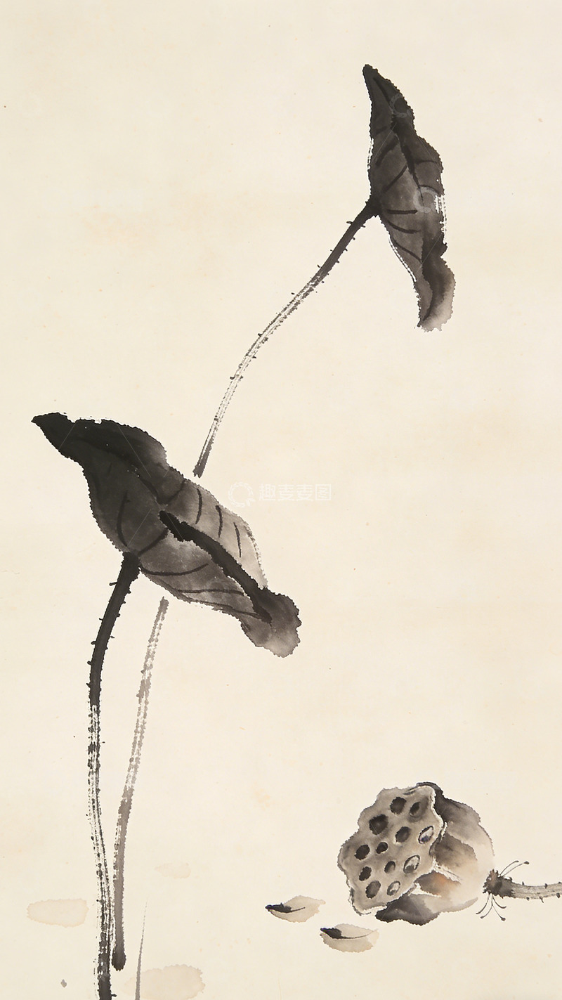 高清大图下载【趣麦麦图】水墨荷花国画写意装饰画