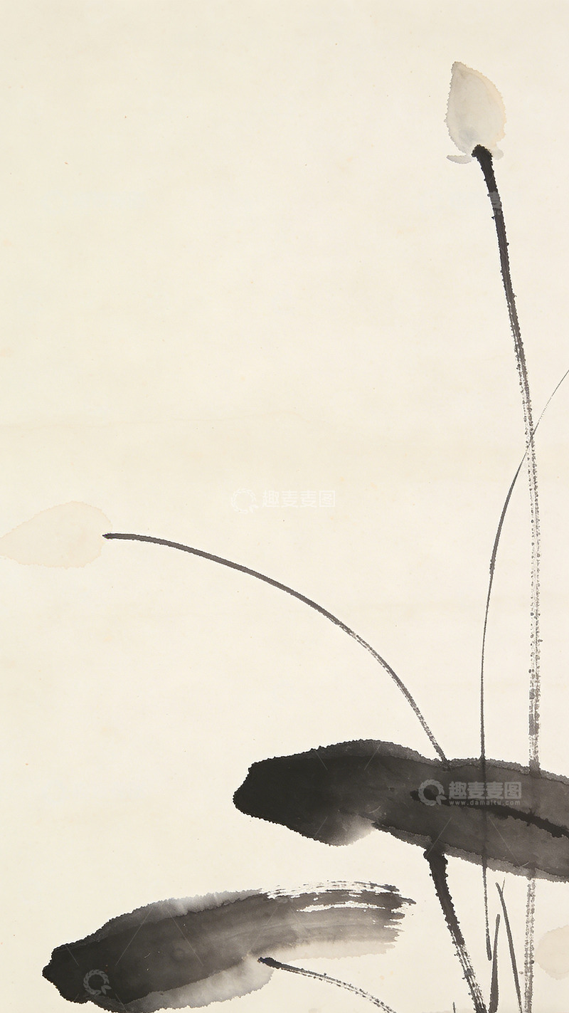 高清大图下载【趣麦麦图】水墨荷花中国画风格写意作品