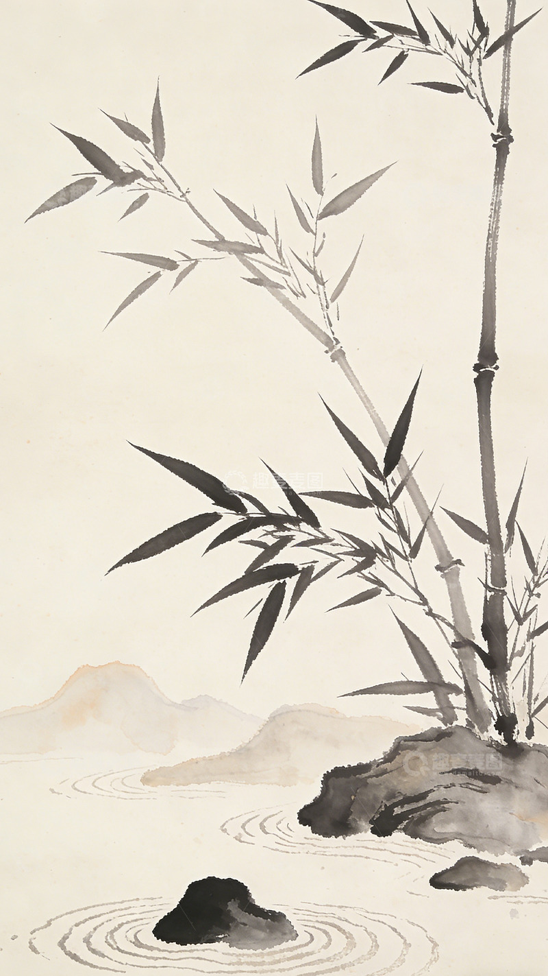 高清大图下载【趣麦麦图】水墨竹子山水画