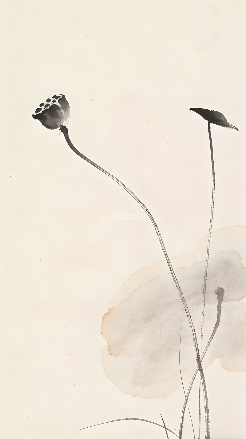 高清大图下载【趣麦麦图】水墨荷花国画写意画作