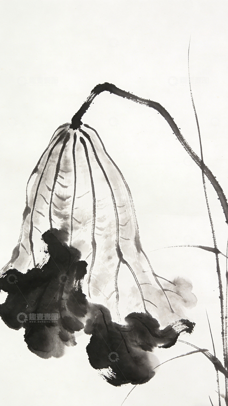 高清大图下载【趣麦麦图】水墨荷花国画艺术装饰画