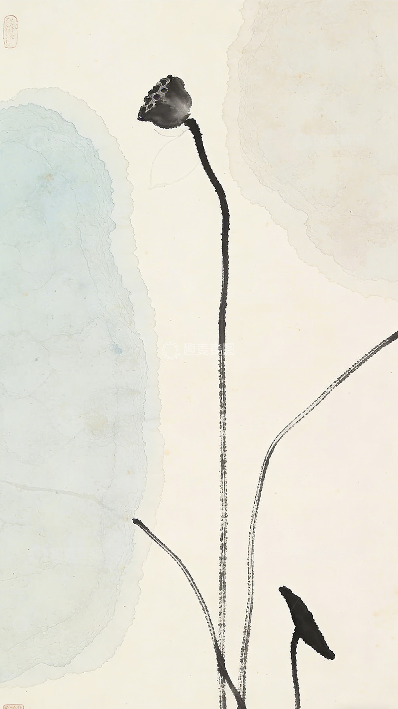高清大图下载【趣麦麦图】水墨荷花国画写意画稿