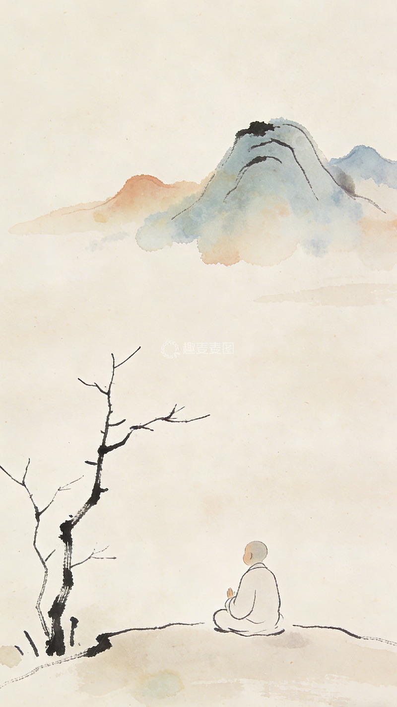 高清大图下载【趣麦麦图】禅意水墨山水画修心图