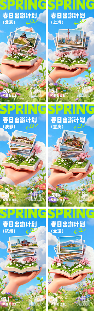 五一春日旅行踏青海报
