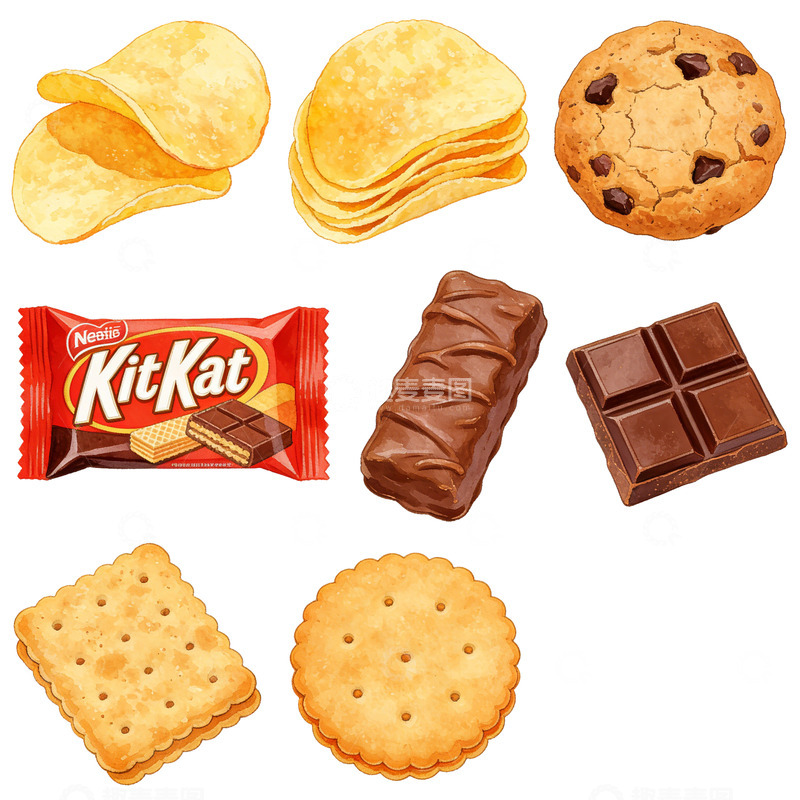 高清大图下载【趣麦麦图】美味巧克力饼干插画设计素材