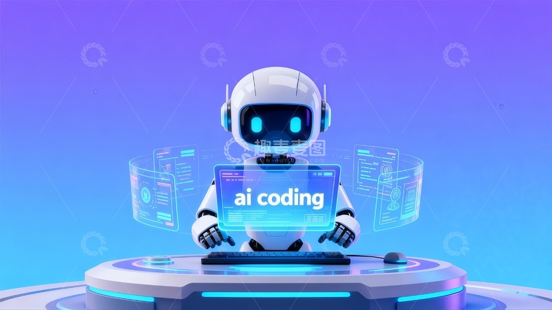 高清大图下载【趣麦麦图】AI编码未来科技广告插画