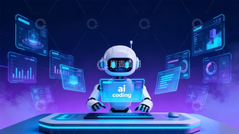 高清大图下载【趣麦麦图】AI编码未来科技插画