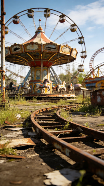废弃游乐园怀旧风景摄影